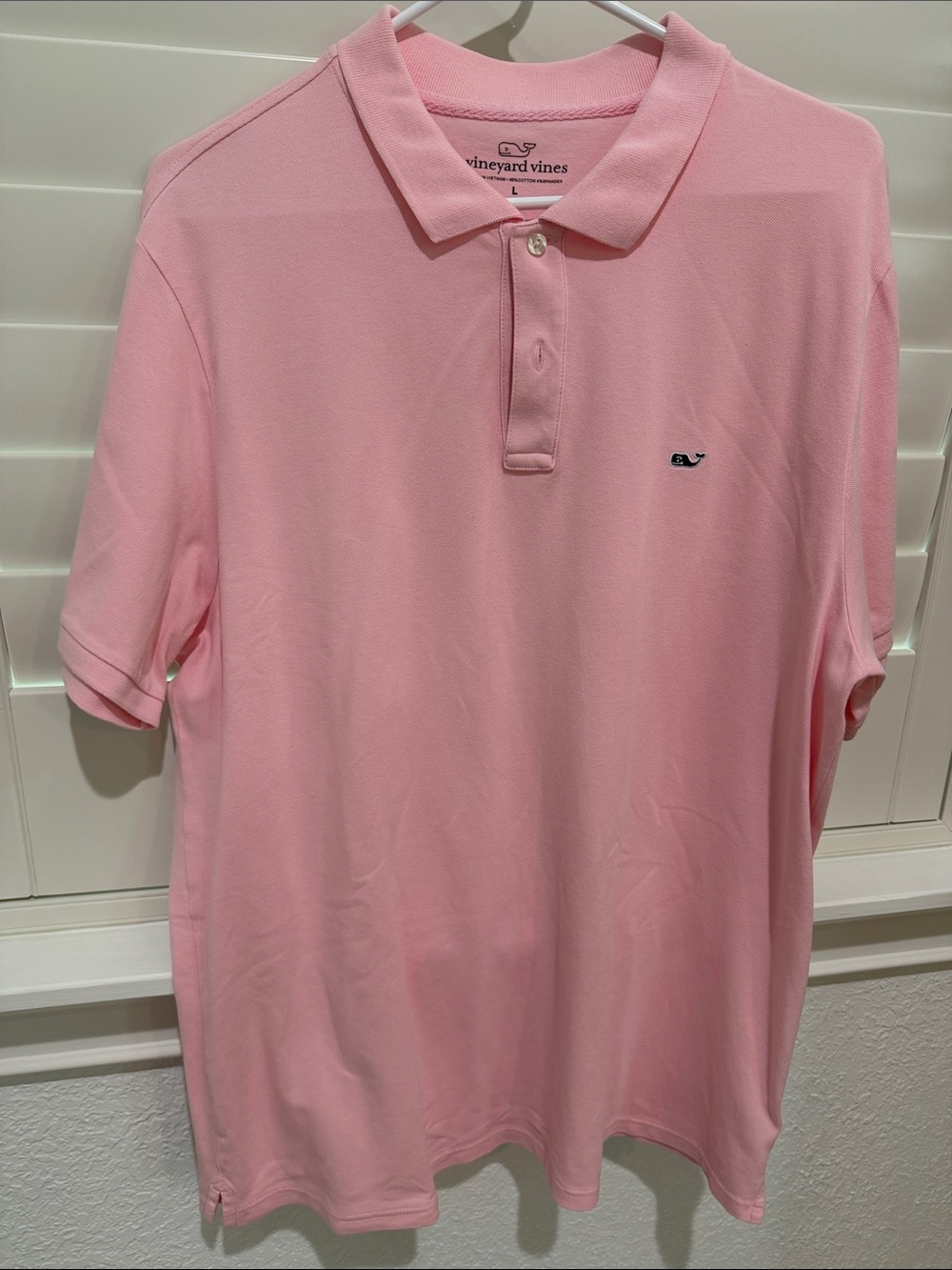 Vineyard Vines Men's Pink Polo with Whale Embroidery